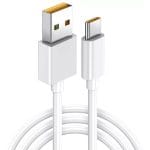 Cablu USB la USB-C pentru Date si Incarcare Rapida 7.3A, PRESTIGE CHARGE, SuperVooC 80W pentru Oppo, 2m, Alb