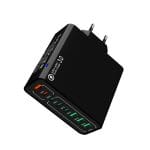 Incarcator Retea 8 in 1 PRESTIGE CHARGE, 58W FastCharge, 4 x USB si 4 x Type-C, PD 25W + QC 3.0, Universal , Ideal pentru Calatorii, Negru