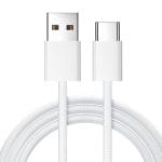 Cablu USB la USB-C, PRESTIGE CHARGE, Transfer Date si Incarcare FastCharge 27W, pentru iPhone 15/16/17 Pro & ProMax, compatibil CarPlay, Alb Textil, 2