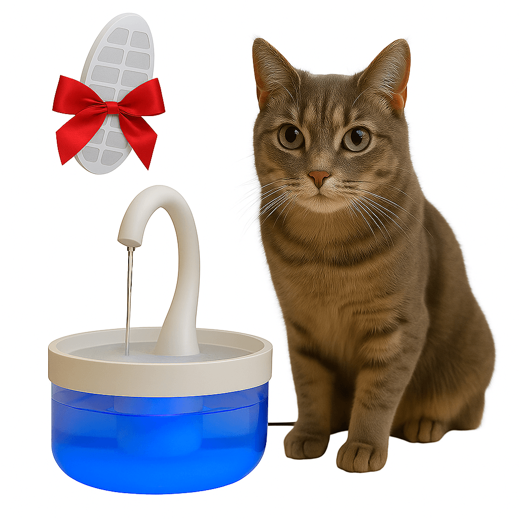 Dispenser apă automat animale, tip fântână, 2L, LED – ZEQAS