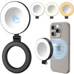 Ring Light magnetic PRESTIGE CHARGE, cu Touch, Lumina Calda / Neutra / Rece, Lampa Circulara 3 Trepte de Lumina, Compatibil cu Orice Telefon, Negru