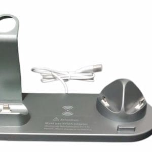 Încărcător wireless 4 în 1, 10W, telefon, ceas, căști, argintiu – ZEQAS