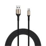 Cablu USB la USB-C PRESTIGE CHARGE, Transfer Date si Incarcare FastCharge QC 3.0, Max 3A, Compatibil Telefon, Tableta, Textil Premium, 1m, Negru