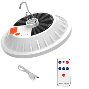 Lampă camping multifuncțională LED, solară/USB, telecomandă, albă – ZEQAS