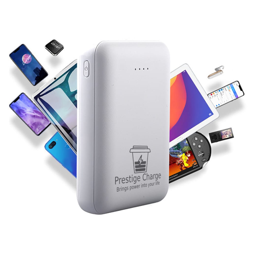 Baterie Externa PRESTIGE CHARGE, 5000mAh, Iesire Dubla USB 10W, Dimensiuni Reduse, Incarcare micro-USB, pentru Telefon, Casti, Gadgeturi, Alb