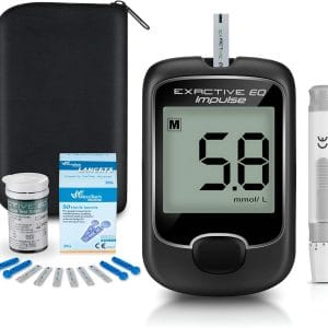 Glucometru portabil pentru măsurarea glicemiei, 50 benzi + 50 ace