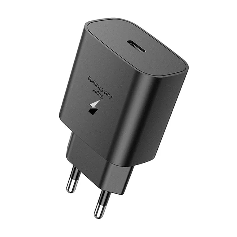 Incarcator Retea PRESTIGE CHARGE, USB-C SuperFastCharge 25W, pentru Samsung si iPhone, Protectie la Incalzire, Negru