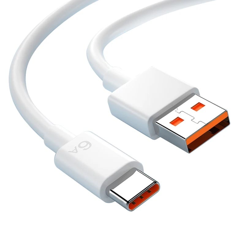 Cablu USB la USB-C pentru Date si Incarcare Rapida 6A, PRESTIGE CHARGE, TurboCharge 120W pentru Xiaomi, RedMi, BlackShark, 1m, Alb