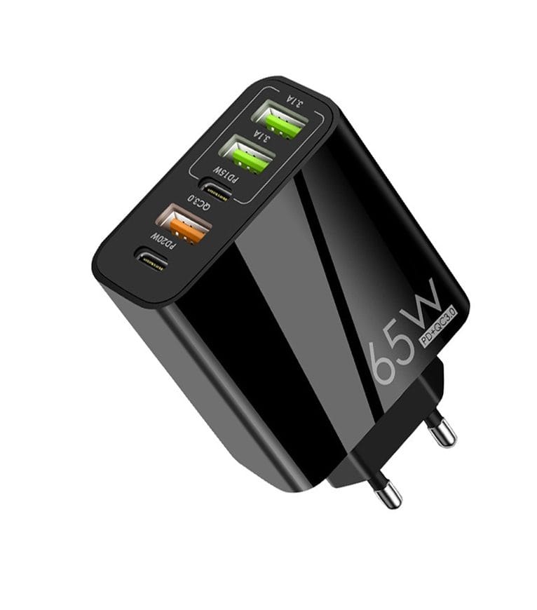 Incarcator Retea 5 Porturi PRESTIGE CHARGE, Total 65W Fast Charge, 2 x USB-C si 3 x USB, PD 20W, QC 3.0, Compatibil Telefon/Tableta, Ideal pentru Cal