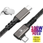 Cablu USB-C 3.2 100W PRESTIGE CHARGE, Transfer 20Gbps & Video 4K@60Hz, PD 3.0,  Cap 90°, Compatibil Laptop, Tableta, iPhone 15/16/17, Samsung, 1m, Neg