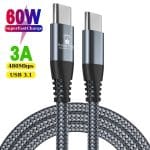 Cablu USB la USB-C PD 60W PRESTIGE CHARGE, Transfer Date si Incarcare SuperFastCharge 25W/45W, Compatibil iPhone 15/16/17, Samsung si Tableta, 2m, Gri