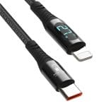 Cablu USB-C la Lightning PD 27W PRESTIGE CHARGE, Transfer Date si Incarcare SuperFastCharge 3A, Display Putere, Compatibil iPhone/iPad/AirPods, Suport