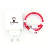 Incarcator Retea SuperVooC 80W, PRESTIGE CHARGE, Iesire USB, pentru OnePlus, Cablu USB la USB-C 7.3A (rosu) Inclus, 2m, Alb