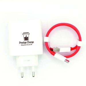 Incarcator Retea SuperVooC 80W, PRESTIGE CHARGE, Iesire USB, pentru OnePlus, Cablu USB la USB-C 7.3A (rosu) Inclus, 1m, Alb