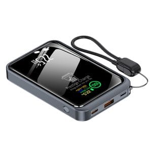 Baterie Externa mini PRESTIGE CHARGE, 10.000mAh, 22.5W MAX, 3 Iesiri, Cablu TypeC-Lightning Inclus, Display Smart, incarcare Telefon/Tableta, pentru A