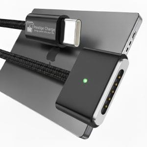 Cablu de Incarcare Magsafe 3, PRESTIGE CHARGE, pentru Apple Macbook Air / Pro, 140W, PD 3.1, Indicator LED, Textil Rezistent, 2m, Negru