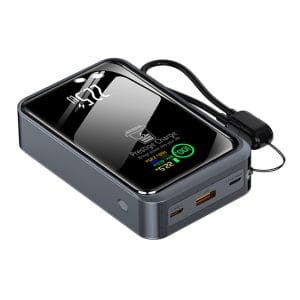 Baterie Externa PRESTIGE CHARGE, 20.000mAh, 22.5W MAX, 3 Iesiri, Cablu TypeC-Lightning Inclus, Display Smart, incarcare Telefon/Tableta, pentru Avion