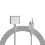 Cablu de Incarcare USB-C la MagSafe 2, PRESTIGE CHARGE, 100W, pentru Apple Macbook Air / Pro, Indicator LED, 1.8m, Alb