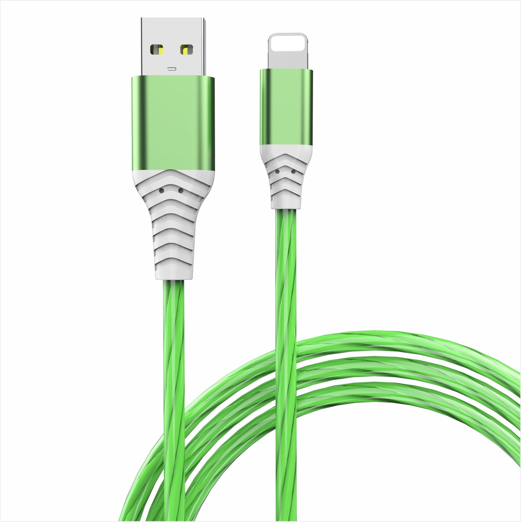 Cablu USB la Lightning 2A PRESTIGE CHARGE, Incarcare si Transfer Date, Compatibil Apple iPhone/iPad, Suporta CarPlay, Efect Luminos, 2m, Verde