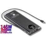 Baterie Externa Portabila PRESTIGE CHARGE®, Powerbank cu Incarcare Rapida PREMIUM, Acumulator 27.000 mAh, Type C, 1 x USB, 3 x USB-C PD, Putere 145W M