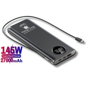 Baterie Externa Portabila PRESTIGE CHARGE®, Powerbank cu Incarcare Rapida PREMIUM, Acumulator 27.000 mAh, Type C, 1 x USB, 3 x USB-C PD, Putere 145W M