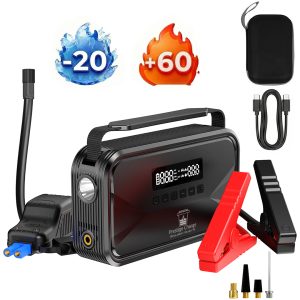 Starter Auto Jump Starter 2000A, PRESTIGE CHARGE®, Compresor Aer 4-in-1, Power Bank 10000mAh, Incarcare Rapida PD 45W, Lanterna, Kit Urgenta 12V Benzi