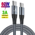 Cablu USB-C la USB-C PD 60W PRESTIGE CHARGE, Transfer Date si Incarcare SuperFastCharge 25W/45W, Compatibil iPhone 15/16/17, Samsung si Tableta, 2m, G