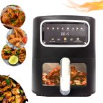 Friteuza cu Aer Cald 8 in 1, 10L, 2200W, Cuptor Multifunctional, Gatit Sanatos Fara Ulei, Aerogrill Digital cu Afisaj Tactil, Capac Transparent, Timer