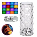Lampa De Masa Decorativa, Crystal Diamond Rose, Brand Premium, Iluminare RGB Cu 16 Culori Si Telecomanda, Touch Control, Baterie Reincarcabila USB, Am