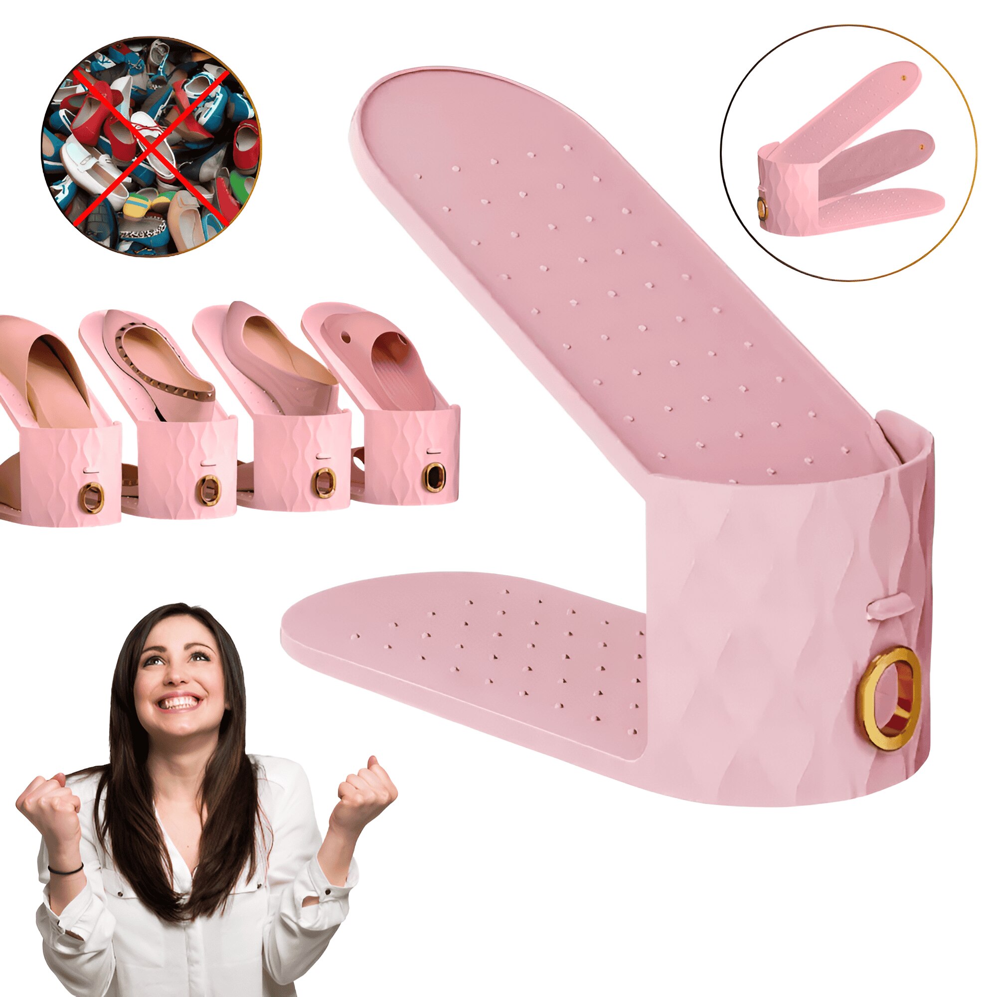 Organizator Incaltaminte Reglabil Pentru Dulap si Rafturi, Suport Vertical, Economisire Spatiu, Compatibil Pantofi, Sport, Sandale, Balerini, Tocuri,