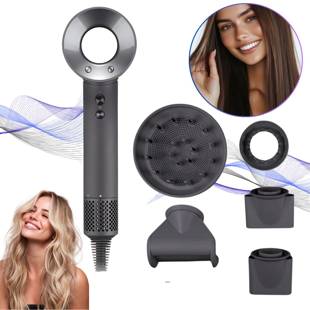 Uscator Par Profesional 1600W, Anti-Frizz, Tehnologie Avansata, Ionizare, Uscare Rapida Eficienta, Putere Coafare Profesionala, Aer Rece, Compact, Per