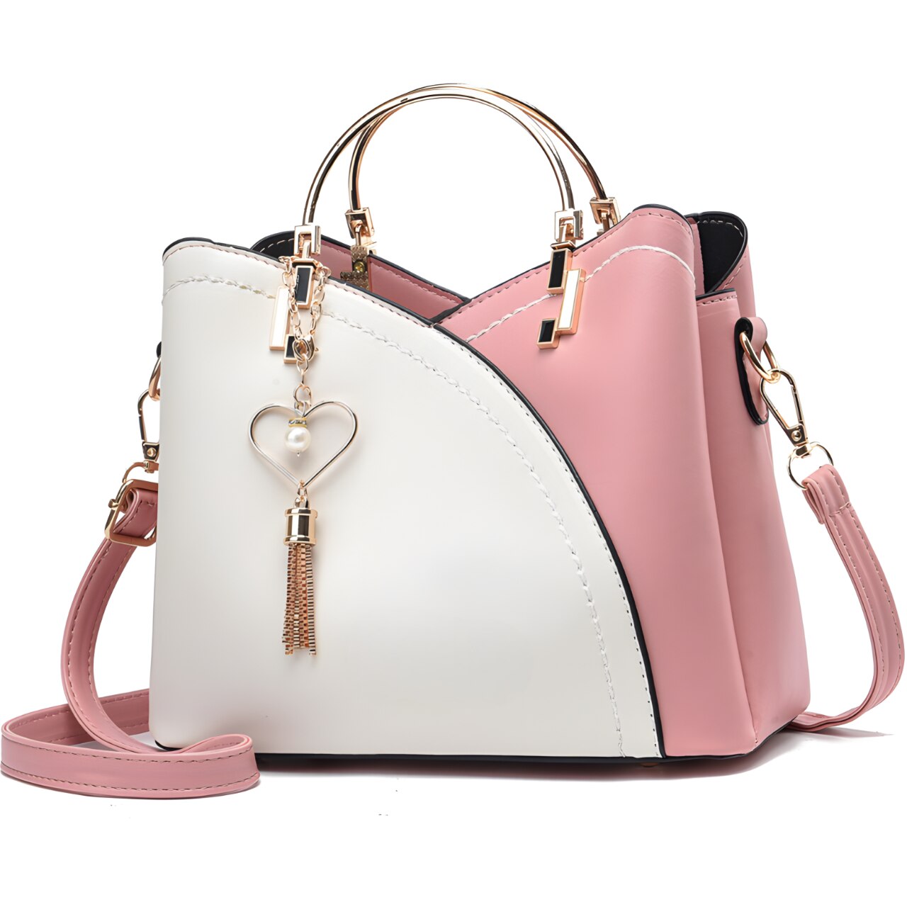 Geanta Eleganta Crossbody Femei, Piele, Design Versatil, Compartimente Multiple, Manere Metalice, Inchidere cu Fermoar si Magnet, Casual sau Office, A