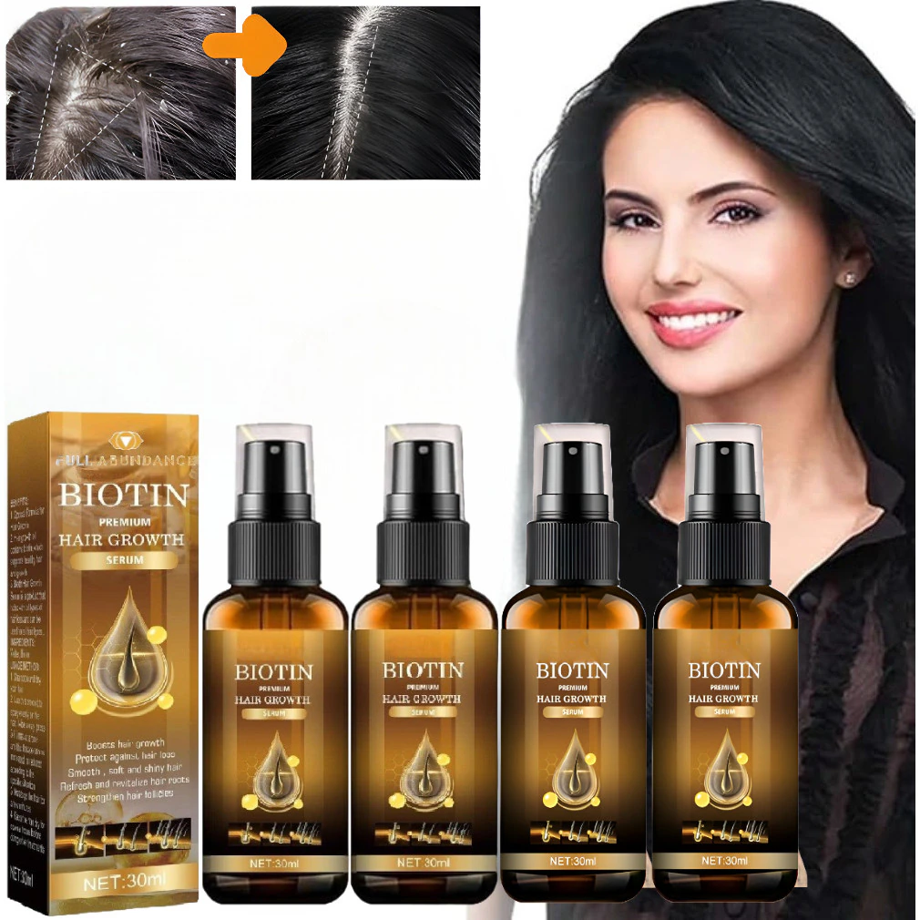 4 x Ser Biotina pentru Par, Tratament Avansat Crestere Rapida, Intarire Fire, Prevenire Cadere, Hidratare Par Fragil, Reparare Varfuri, Scalp Sanatos,