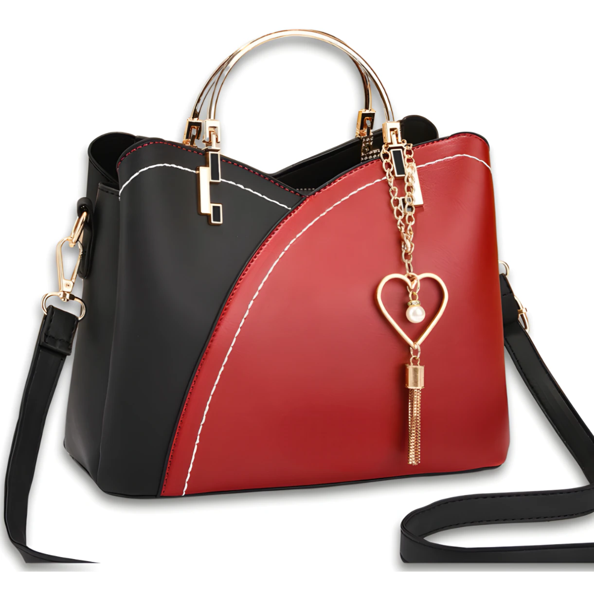 Geanta de Mana Eleganta Crossbody Femei, Piele, Casual sau Office, Design Versatil, Compartimente Multiple, Manere Metalice, Inchidere cu Fermoar si M