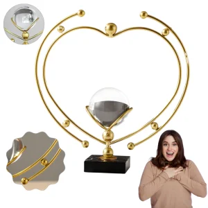 Decoratiune Metalica Juls, Crystal Ball Love, Antistres, Negru cu Argintiu, 25x15x15cm
