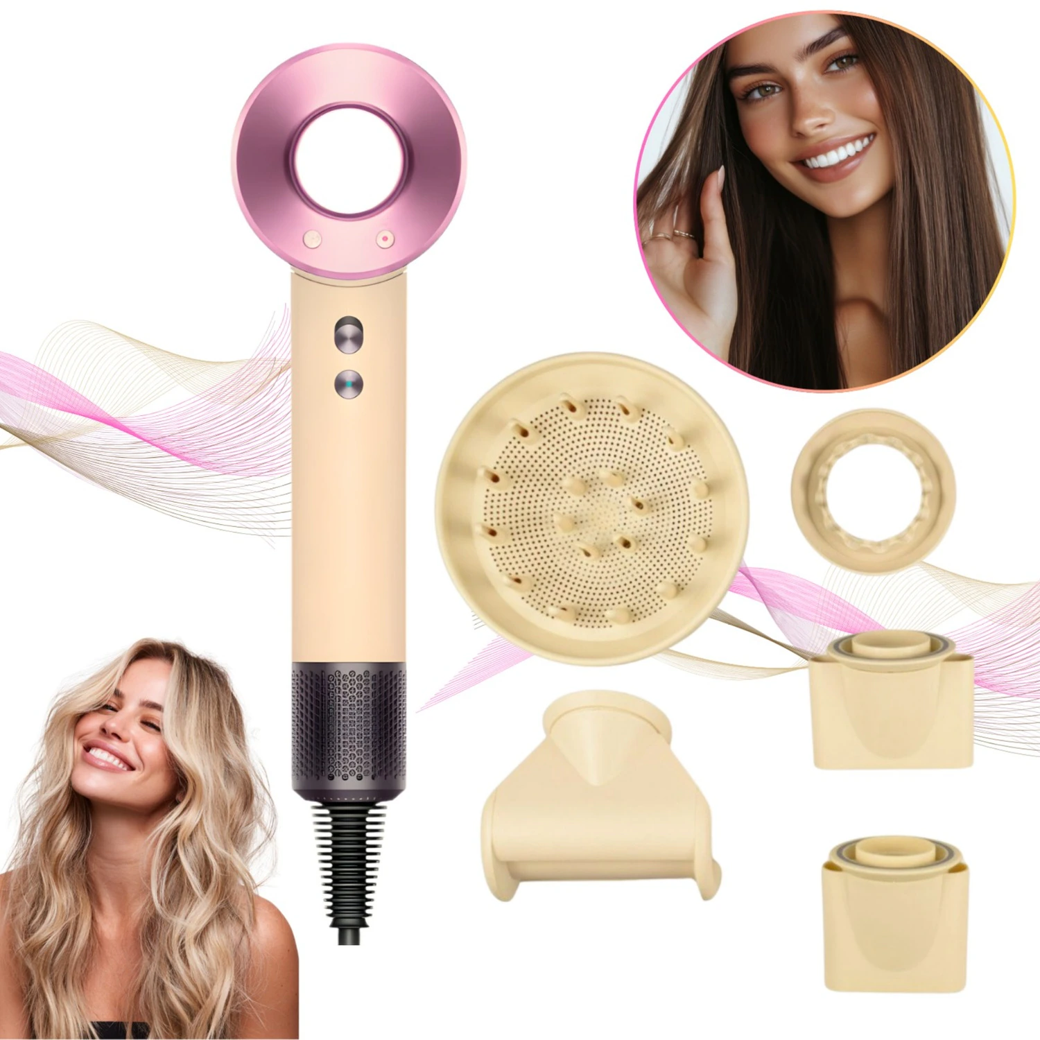 Uscator de Par Profesional 1600W, Anti-Frizz, Tehnologie Avansata Protectie Termica, Putere Coafare, Ionizare, Uscare Rapida Eficienta, Aer Rece, Perf