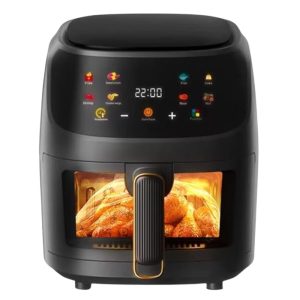 Friteuza Cu Aer Cald 2400W, Control Inteligent, Temperatura NTC, 8 Meniuri Presetate, Gatire Uniforma 360°, Eficienta Energetica, Coacere Sanatoasa, F