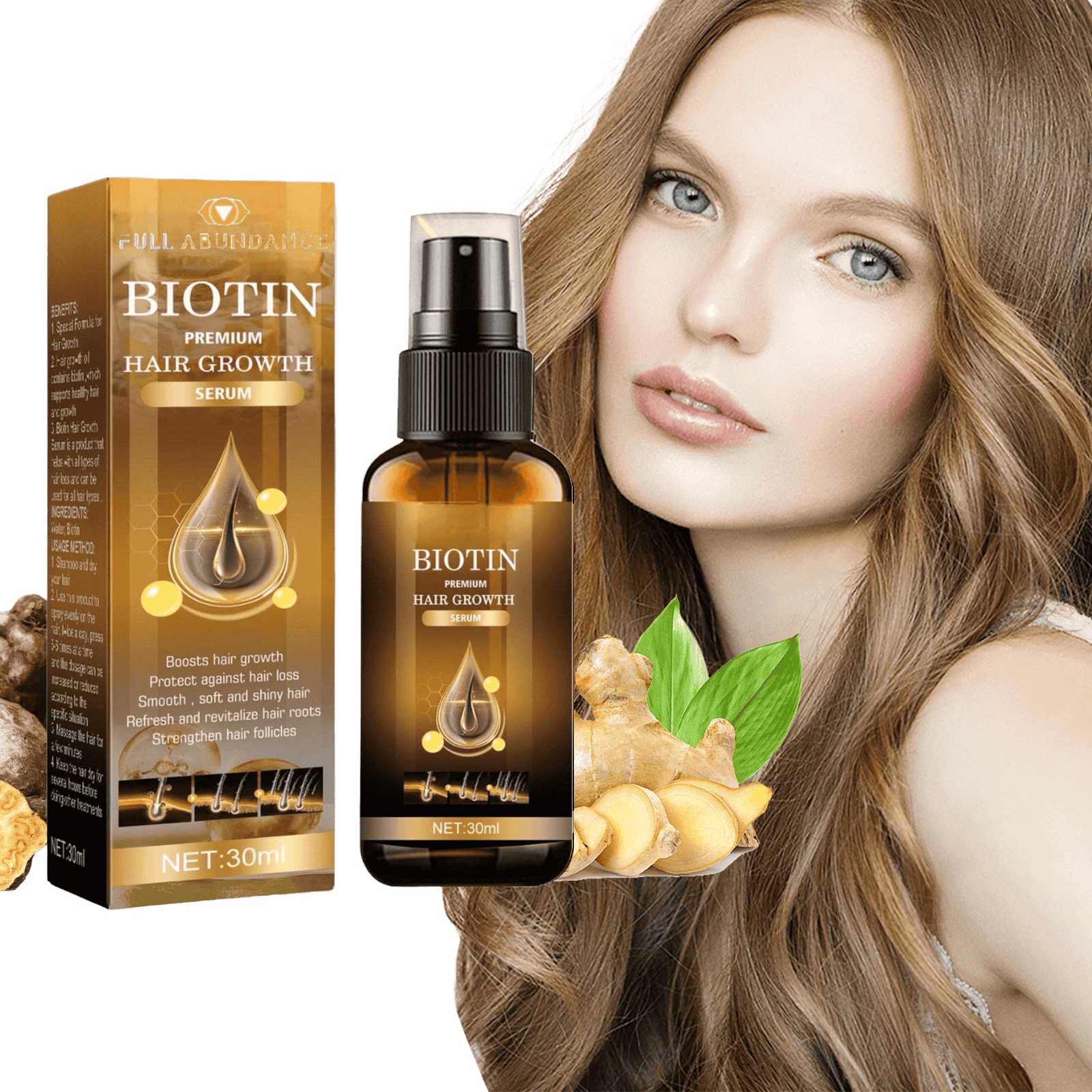 Ser Biotin pentru Par, Tratament Crestere Rapida, Intarire Fir, Opreste Caderea Parului, Reparare Varfuri, Scalp Sanatos, Hidrateaza Par Fragil, Ser A