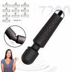 Vibrator Personal Discret Bagheta Masaj Femei Clitoris, 20 Moduri, 8 Viteze, Motor Puternic, Cap Flexibil Silicon Moale, Prietenos cu Pielea, Rezisten