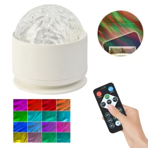 Lampa De Noapte Cu Proiectie Dinamica, Romantic Flame Ocean Wave, cu Telecomanda si 16 Culori RGB, Efecte Luminoase Relaxante Pentru Dormitor Copii, A