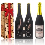 Set Cadou Vin Rosu 5 Piese, Sticla Mare, Tirbuson Somelier, Dop Metalic, Aerator Picurator, Inel Anti-Picurare, Foil Cutter, Accesorii Vin Functionale